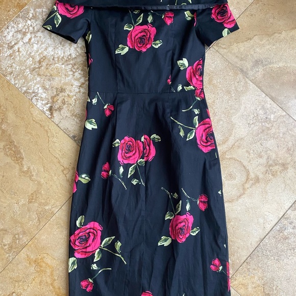 Belle Poque Rose print 50’s Cuban style pin up dress size 2 - Picture 3 of 9